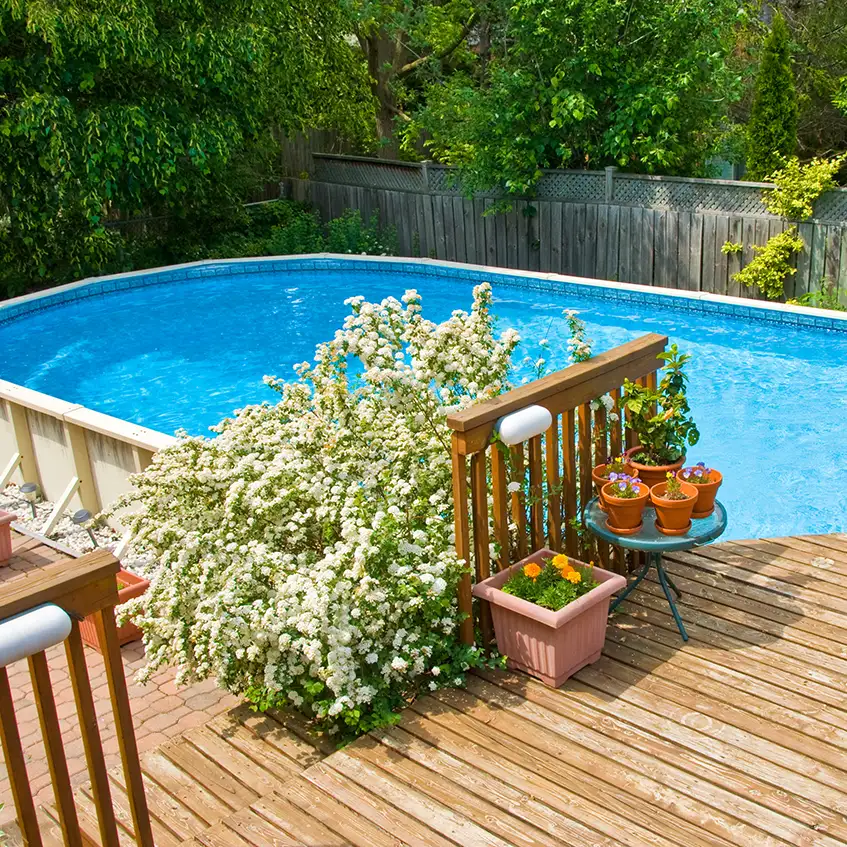 Above-ground pool flush to open decking and patio - Decatur, IL